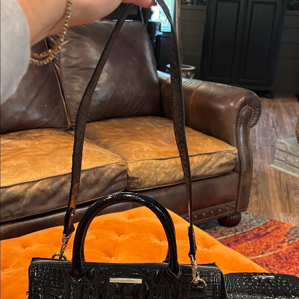 Brahmin Black Crocodile Embossed Handbag Set - Picture 13 of 16